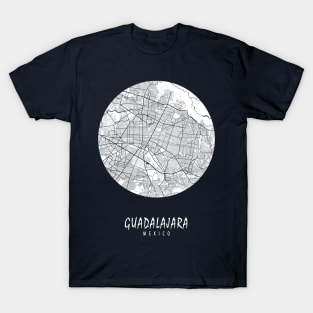 Guadalajara, Mexico City Map - Full Moon T-Shirt